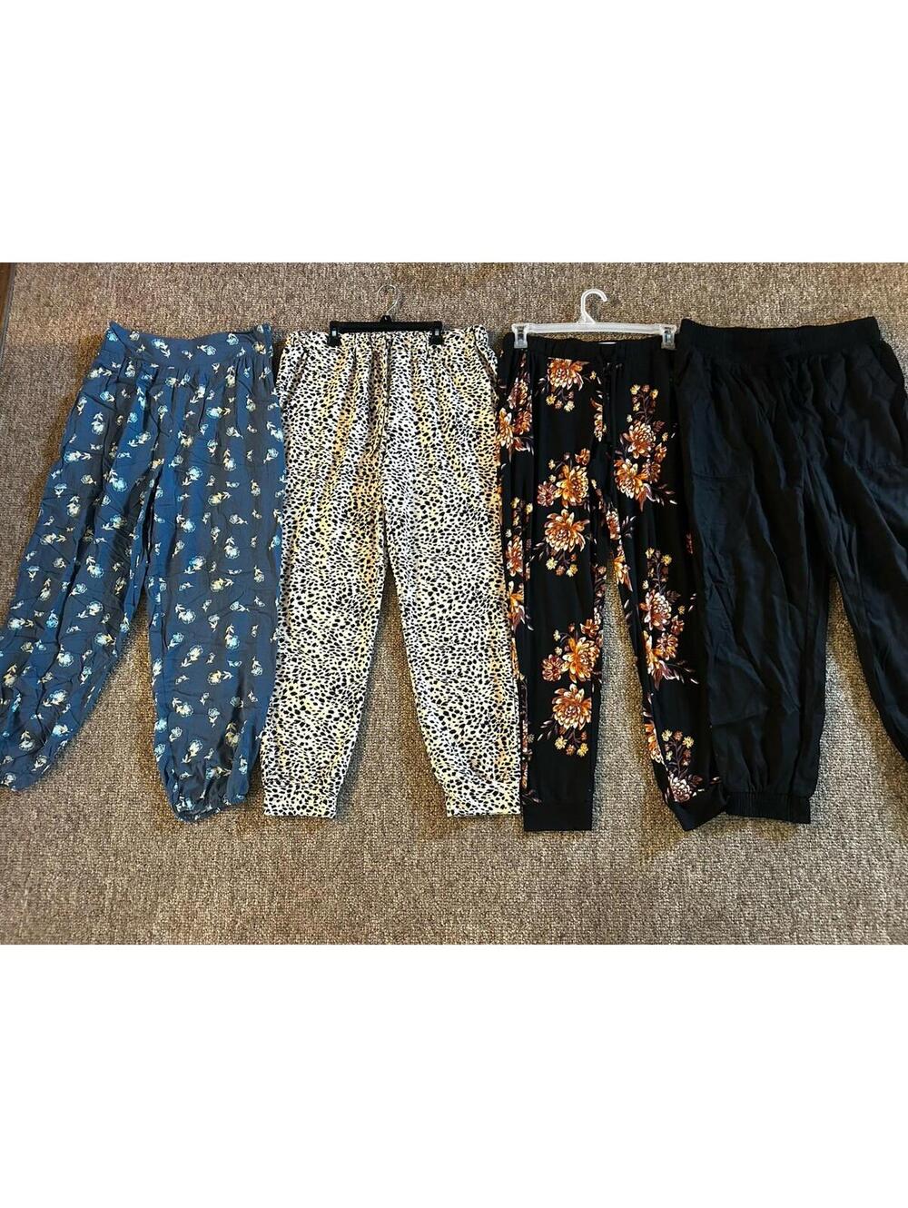 Lot of 4 Women's Casual Pants with Floral and Animal Prints